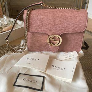 GUCCI Small Interlocking GG Leather Shoulder Bag